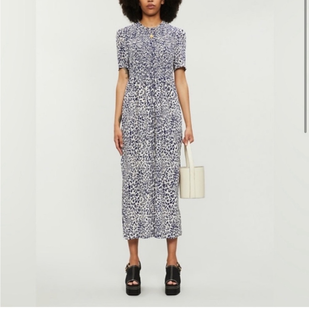 Baum und Pferdgarten Adamaris Leopard Dress 38 Blue White Midi Maxi slits Button